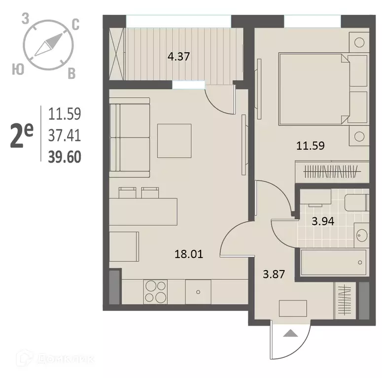 Продаётся 1-к квартира, 39.6 м - Фото 0