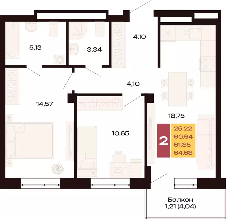 2-к кв. Свердловская область, Екатеринбург Юго-Западный жилрайон, ... - Фото 1
