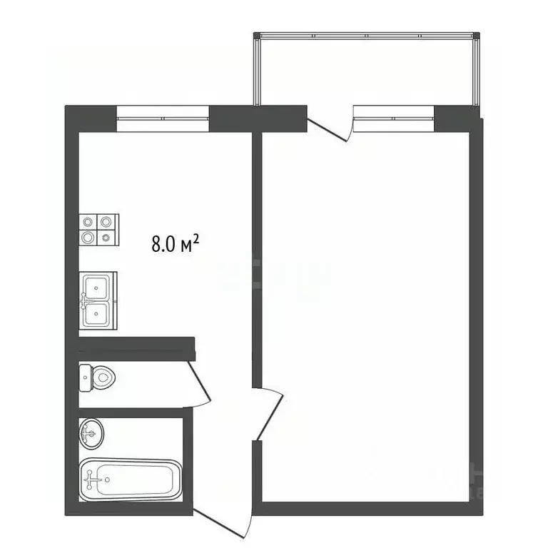 1-к кв. Самарская область, Самара Дачная ул., 37 (32.6 м) - Фото 2