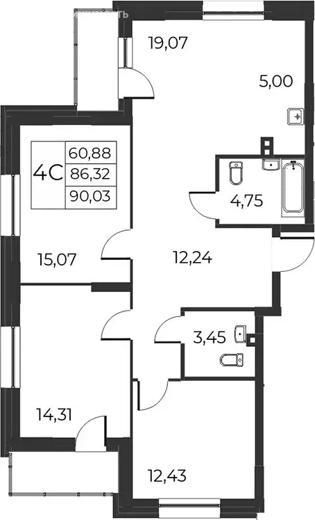 3-комнатная квартира: Новосибирск, улица Гоголя, 222 (90 м) - Фото 0