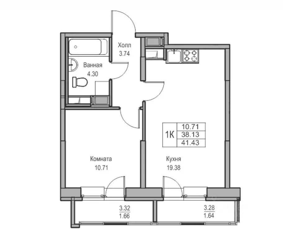 1-к кв. Санкт-Петербург ул. Ивинская, 5к1 (38.13 м) - Фото 1