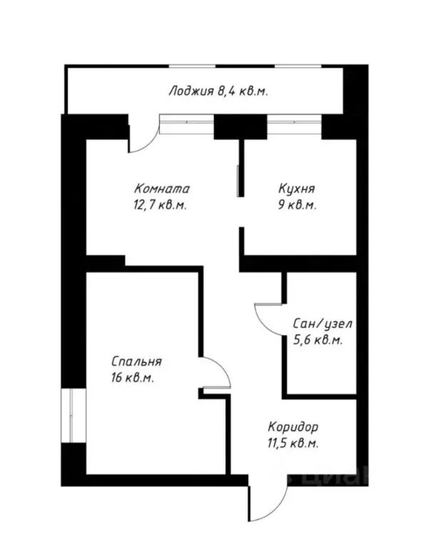 2-к кв. Тюменская область, Тюмень ул. Урицкого, 30 (54.8 м) - Фото 2
