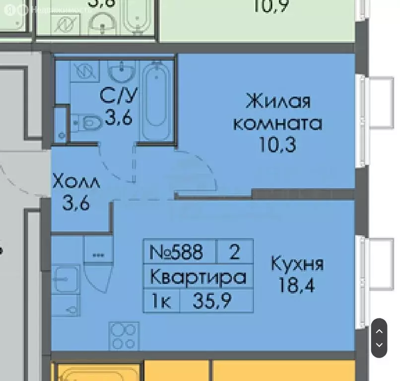 2-комнатная квартира: Москва, Муравская улица, 38Бк4 (35.1 м) - Фото 0