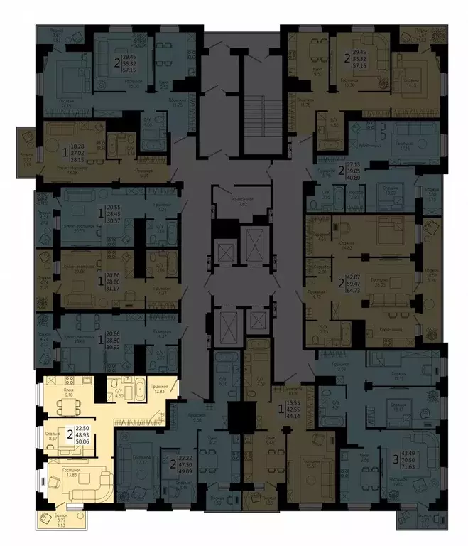 2-к квартира, 50.06 м - Фото 1