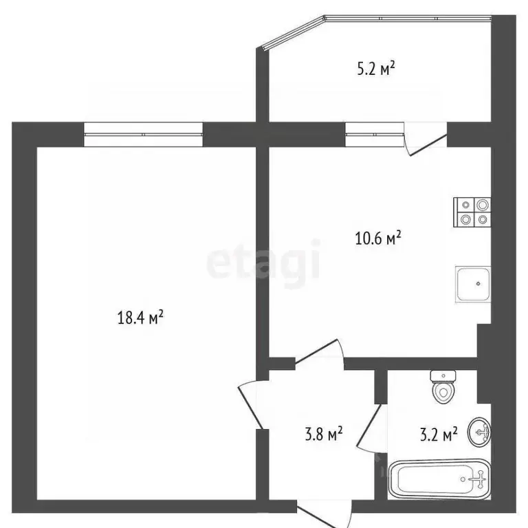 1-к кв. Ханты-Мансийский АО, Сургут тракт Тюменский, 6/1 (36.0 м) - Фото 1