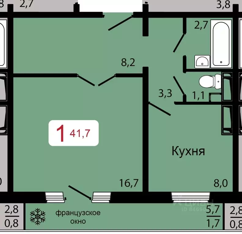 1-к кв. Красноярский край, Красноярск ул. Калинина (41.7 м) - Фото 0