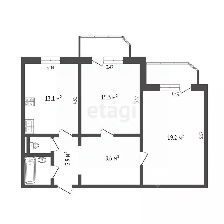 2-к кв. Тюменская область, Нижнетавдинский муниципальный округ, пос. ... - Фото 2