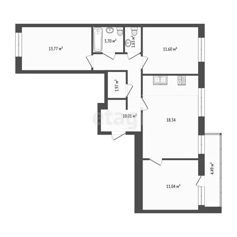 3-комнатная квартира: Тюмень, улица Фармана Салманова, 14 (64.5 м) - Фото 0