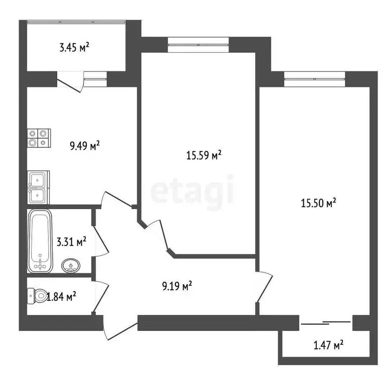 2-комнатная квартира: городское поселение Северный, рабочий посёлок ... - Фото 1