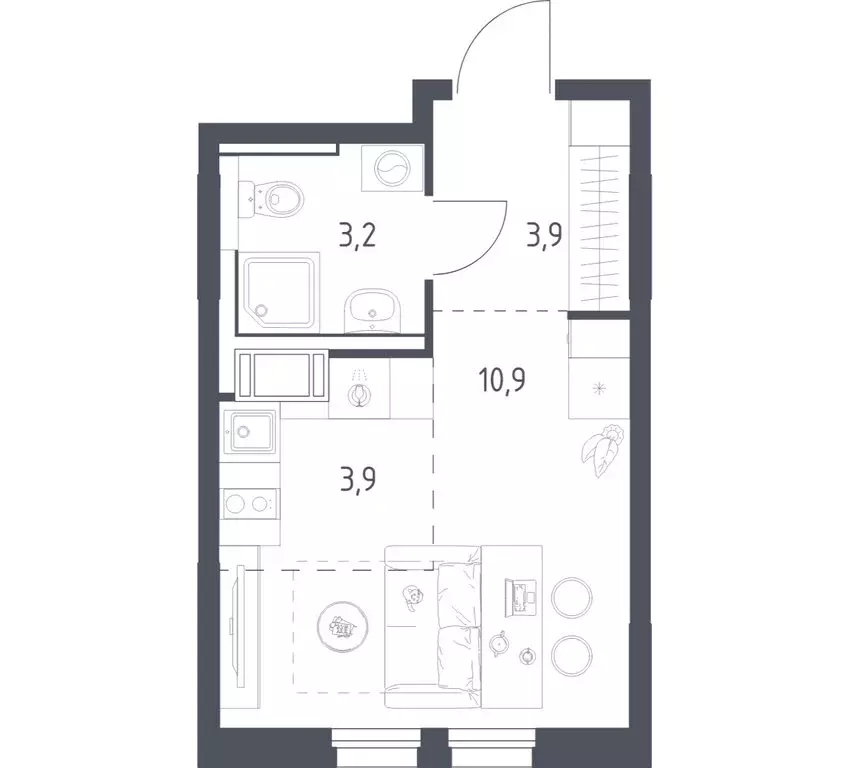 Квартира-студия: Мытищи, 1-й Стрелковый переулок, 5 (21.5 м) - Фото 1