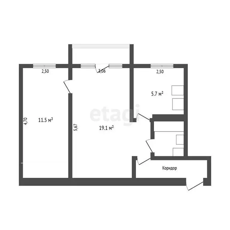 2-комнатная квартира: Томск, улица Мичурина, 59А (45.3 м) - Фото 1