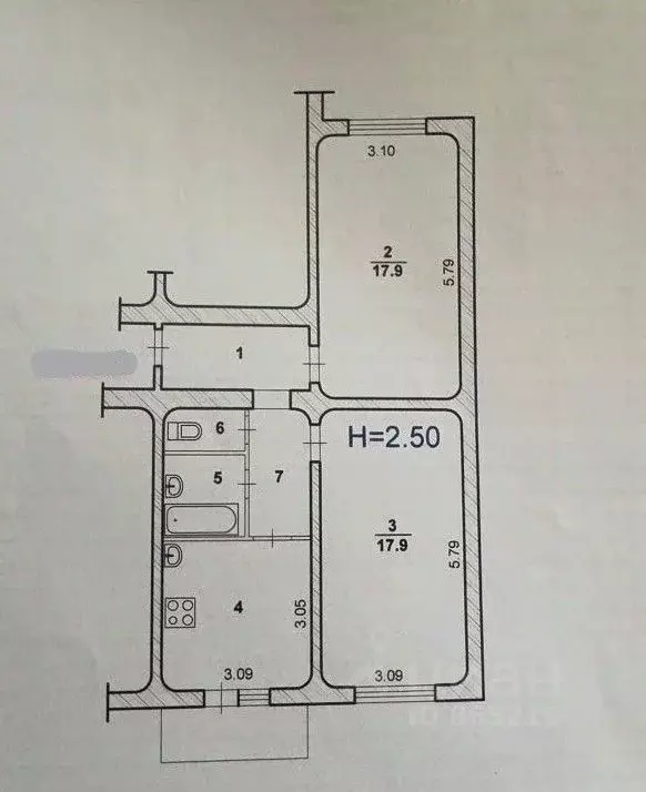 2-к кв. Волгоградская область, Волжский просп. Имени Ленина, 118 (57.8 ... - Фото 1