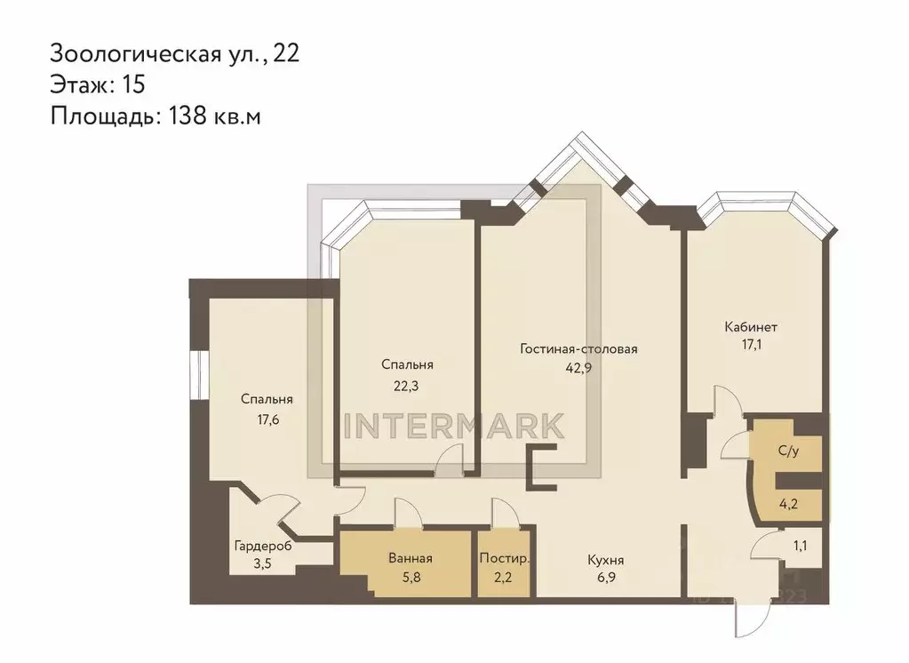 4-к кв. Москва Зоологическая ул., 22 (138.0 м) - Фото 2