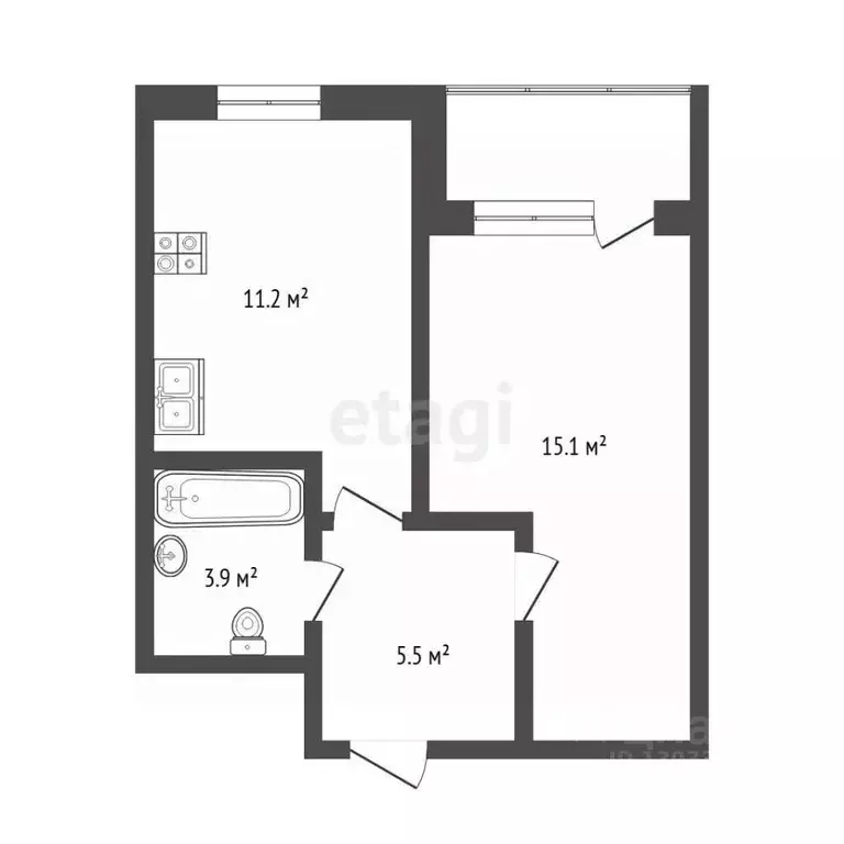 1-к кв. Тюменская область, Тюмень Полевая ул., 117к5 (35.6 м) - Фото 2