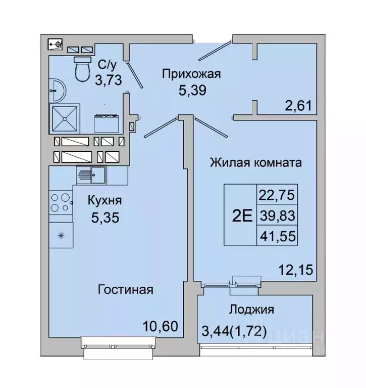 2-к кв. Ростовская область, Батайск ул. Булгакова, 11 (41.55 м) - Фото 1