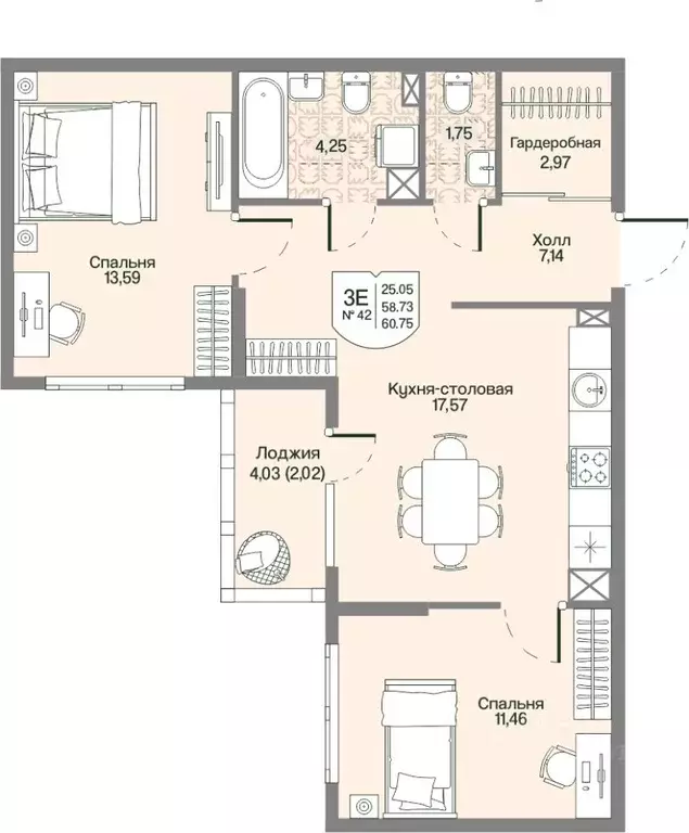 2-к кв. Ленинградская область, Всеволожский район, Бугровское ... - Фото 1