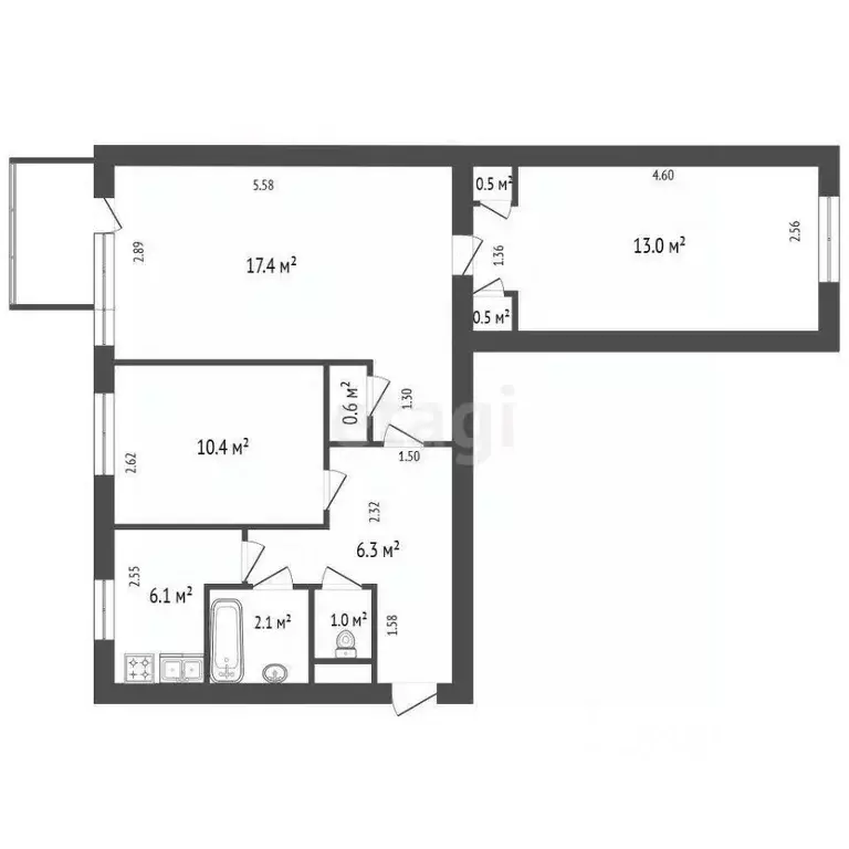 3-к кв. Санкт-Петербург Пулковская ул., 11К2 (57.9 м) - Фото 1