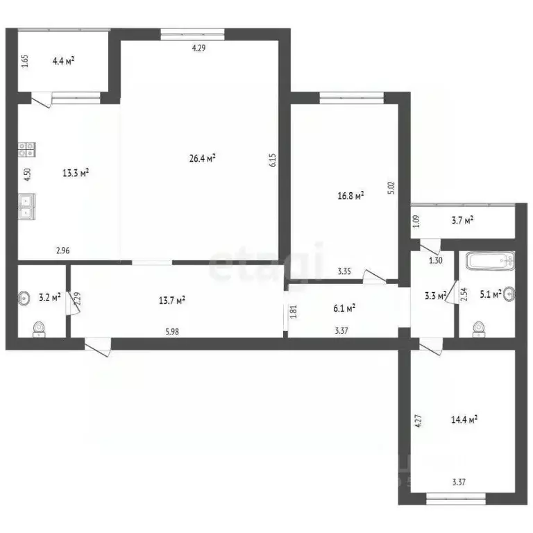 3-к кв. Ростовская область, Ростов-на-Дону 3-я Кольцевая ул., 58 ... - Фото 1