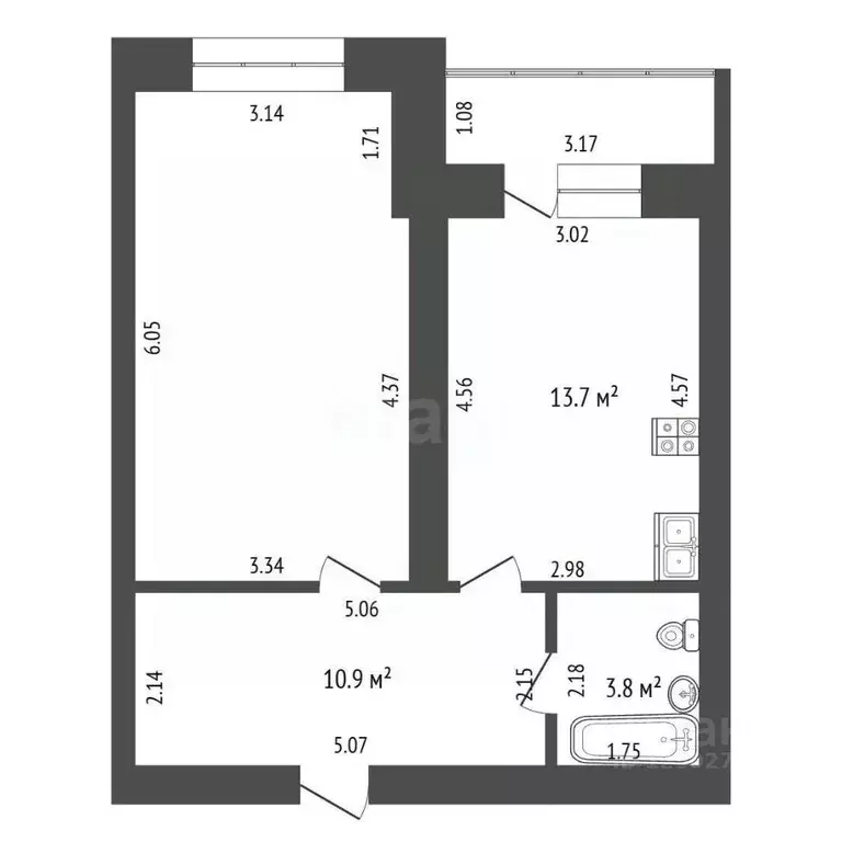 1-к кв. Тамбовская область, Тамбов Свободная ул., 10А (48.2 м) - Фото 2