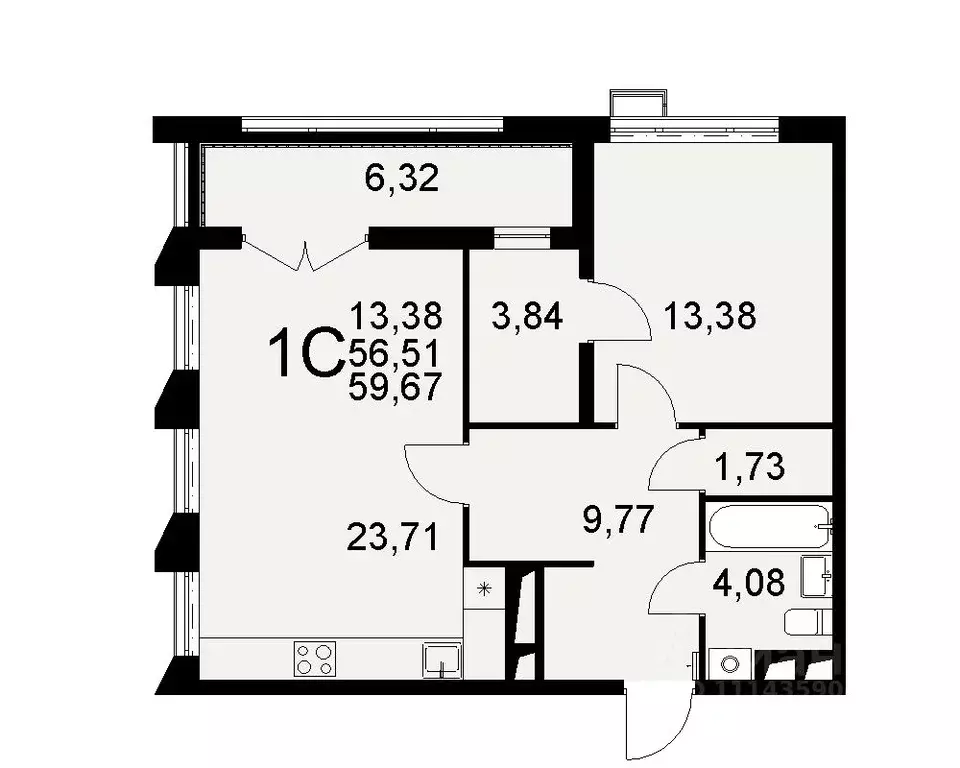 1-к кв. Тульская область, Тула Путейская ул., 11 (56.51 м) - Фото 0