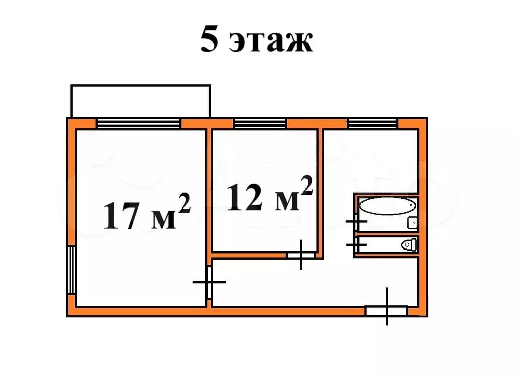 2-к. квартира, 42,8 м, 5/5 эт. - Фото 0