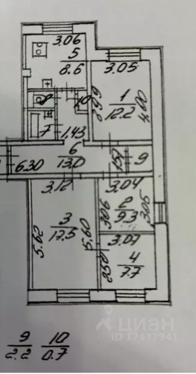 3-к кв. Санкт-Петербург ул. Кржижановского, 7 (75.0 м) - Фото 2