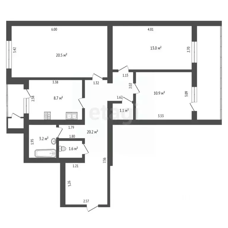 3-к кв. Нижегородская область, Выкса ул. Красные зори, 2-2А (79.2 м) - Фото 2