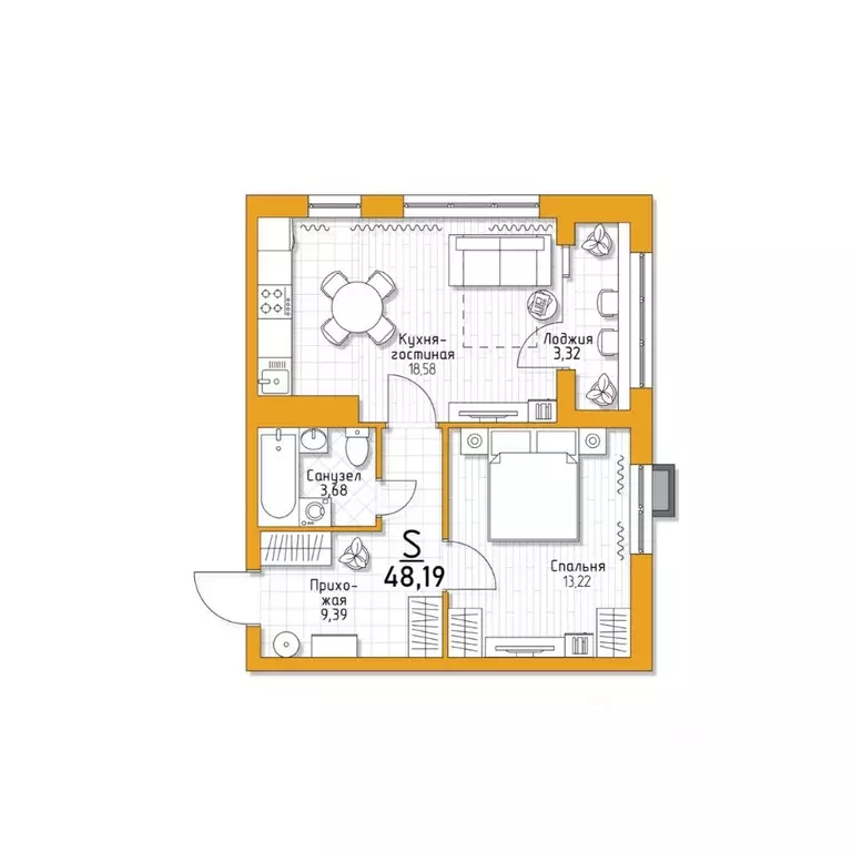 1-к кв. Тульская область, Тула городской округ, пос. Молодежный 1 ... - Фото 1