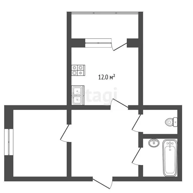 2-комнатная квартира: Новоалтайск, улица Ушакова, 12 (48.1 м) - Фото 1