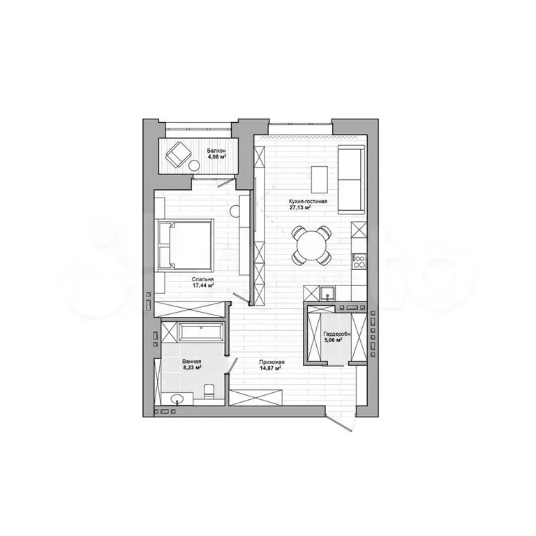 2-к. квартира, 75,6 м, 7/9 эт. - Фото 1