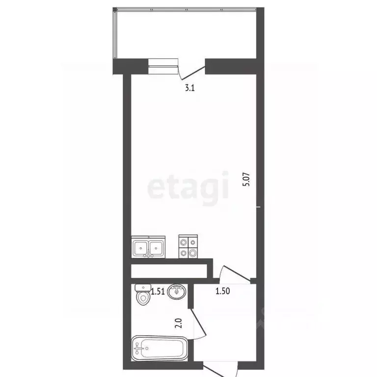 Студия Москва бул. Веласкеса, 5к5 (20.8 м) - Фото 1