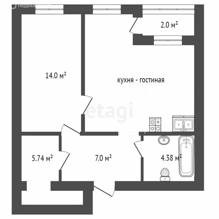 2-комнатная квартира: Тюмень, улица Василия Севергина, 2к1 (53.4 м) - Фото 1