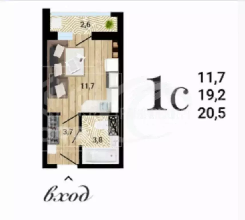 1-комнатная квартира: Воронеж, Ростовская улица, 18А (20.5 м) - Фото 1