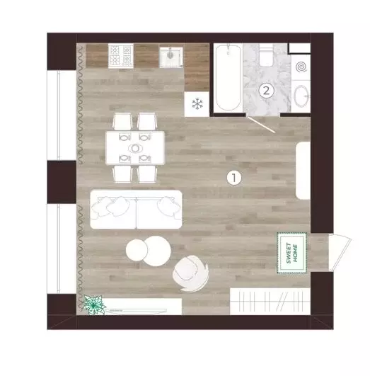Квартира-студия: Новокузнецк, улица Кузнецова, 31 (34 м) - Фото 2
