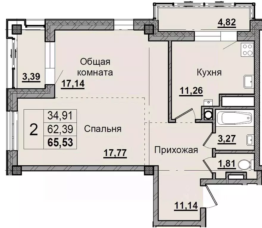 2-к кв. Саха (Якутия), Якутск просп. Михаила Николаева, 31/5 (65.51 м) - Фото 0