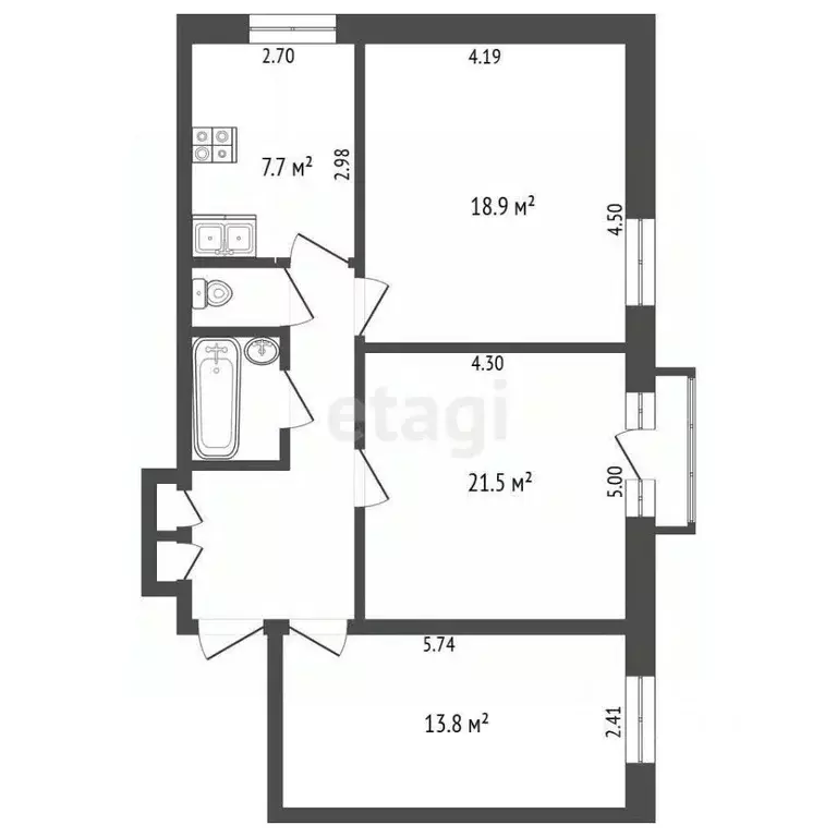 3-к кв. Челябинская область, Челябинск Белорецкая ул., 68А (79.6 м) - Фото 2