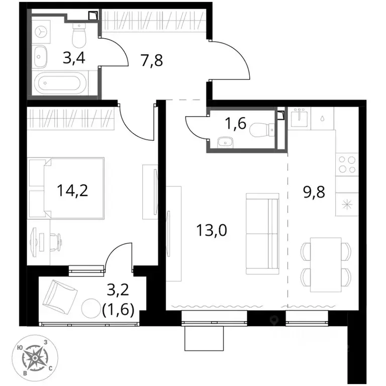 2-к кв. Московская область, Ленинский городской округ, д. Сапроново ... - Фото 2