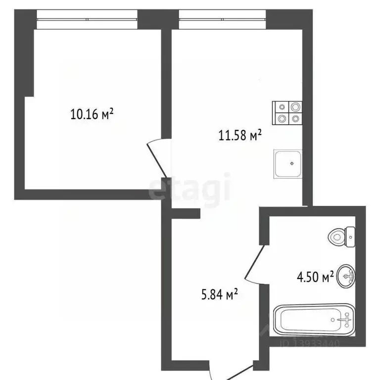 1-к кв. Тюменская область, Тюмень Харьковская ул., 72А (32.6 м) - Фото 2