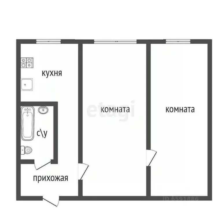 2-к кв. Тульская область, Узловая Горняцкая ул., 17 (45.5 м) - Фото 1