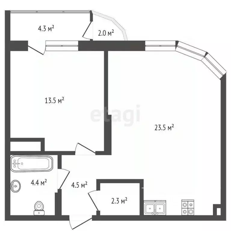 1-к кв. Ханты-Мансийский АО, Сургут ул. Мелик-Карамова, 4 (47.3 м) - Фото 1