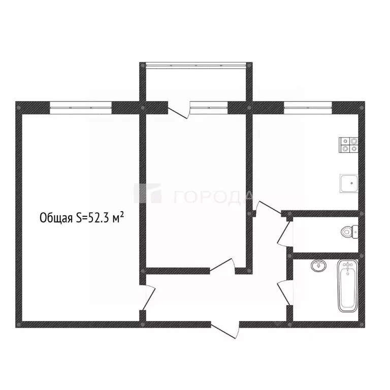 2-к кв. Алтайский край, Барнаул ул. Веры Кащеевой, 8 (52.3 м) - Фото 2