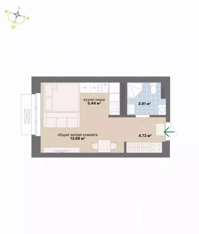 Студия Свердловская область, Екатеринбург ул. Студенческая, 16 (27.73 ... - Фото 0