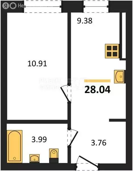 1-комнатная квартира: Пионерский, улица Гептнера, 17 (28.42 м) - Фото 0