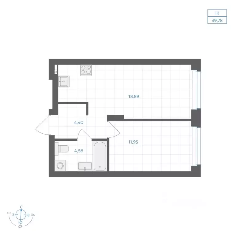 1-к кв. Челябинская область, Челябинск Каслинская ул., 62к1 (39.78 м) - Фото 2