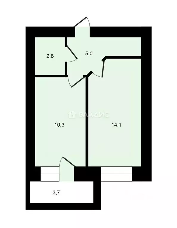 Квартира, 1 комната, 32.2 м - Фото 1