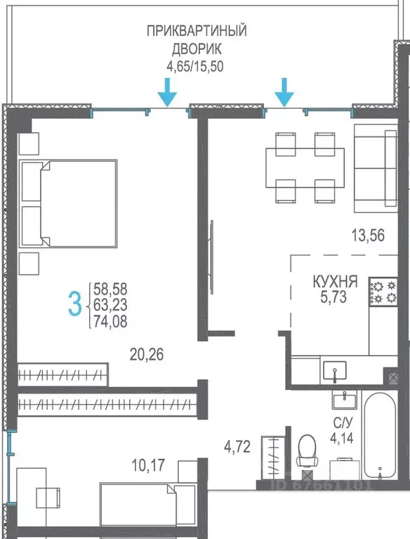 3-к кв. Крым, Сакский район, Лесновское с/пос, с. Прибрежное Розовое ... - Фото 1
