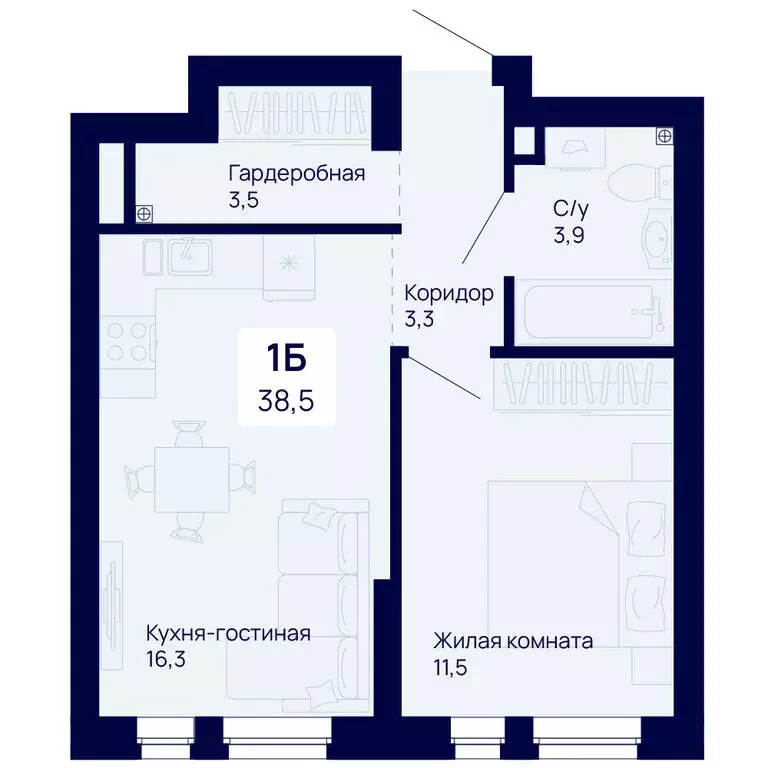 1-комнатная квартира: Екатеринбург, жилой комплекс Галактика (38.5 м) - Фото 0