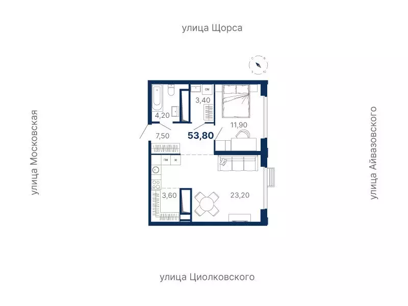 1-комнатная квартира: Екатеринбург, Московская улица, 249/2 (53.8 м) - Фото 0