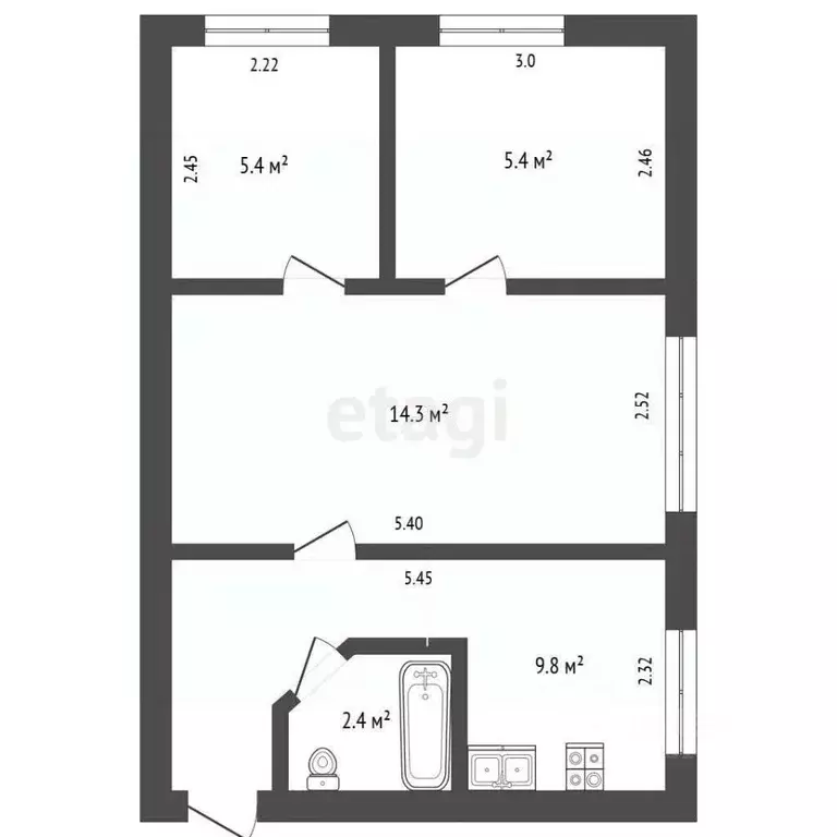 2-к кв. Крым, Феодосия муниципальный округ, Щебетовка пгт ул. ... - Фото 2