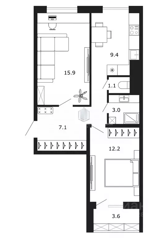 2-к кв. Санкт-Петербург Туристская ул., 30к1 (51.5 м) - Фото 0